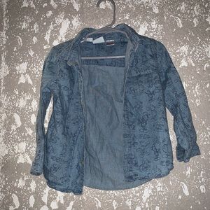 Mickey Mouse button up denim shirt size 3/4